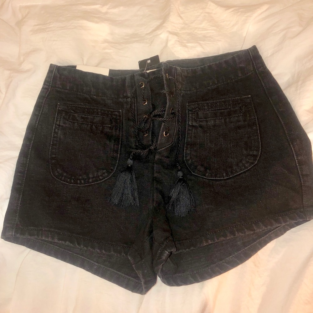 Black denim high waisted shorts